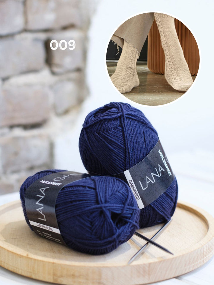 Breipakket Meilenweit 50 Cashmere sokken met kabelpatroon