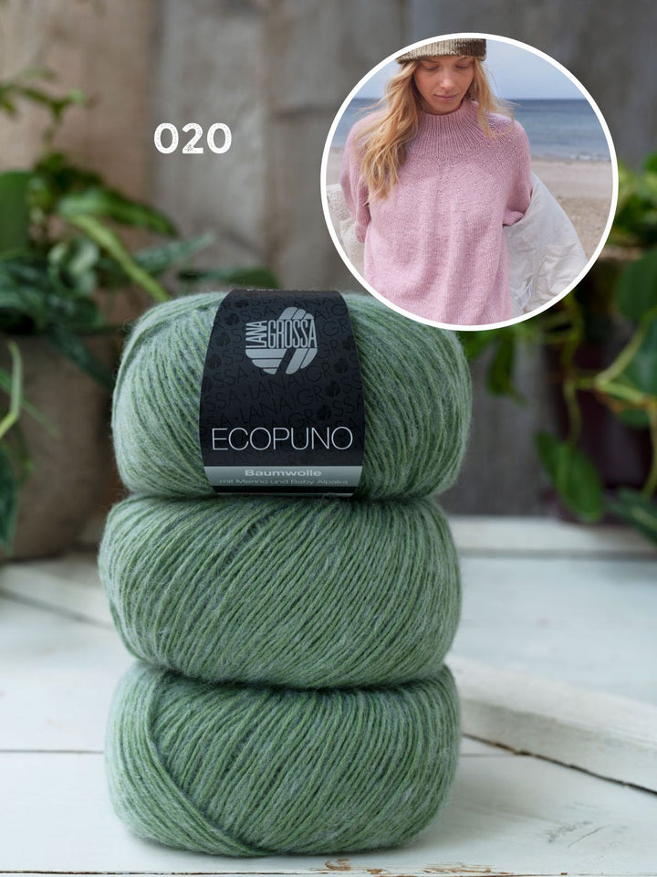 Breipakket Ecopuno top-down pullover met col
