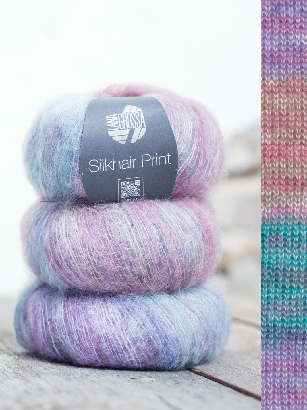 Silkhair Print 426 Blauwviolet / Taupe / Turquoise