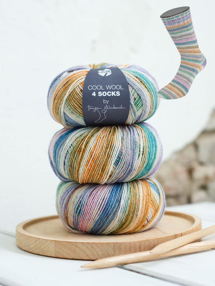 Cool Wool 4 Socks Print 7753 Grijs / Turquoise / Fuchsia / Oranje