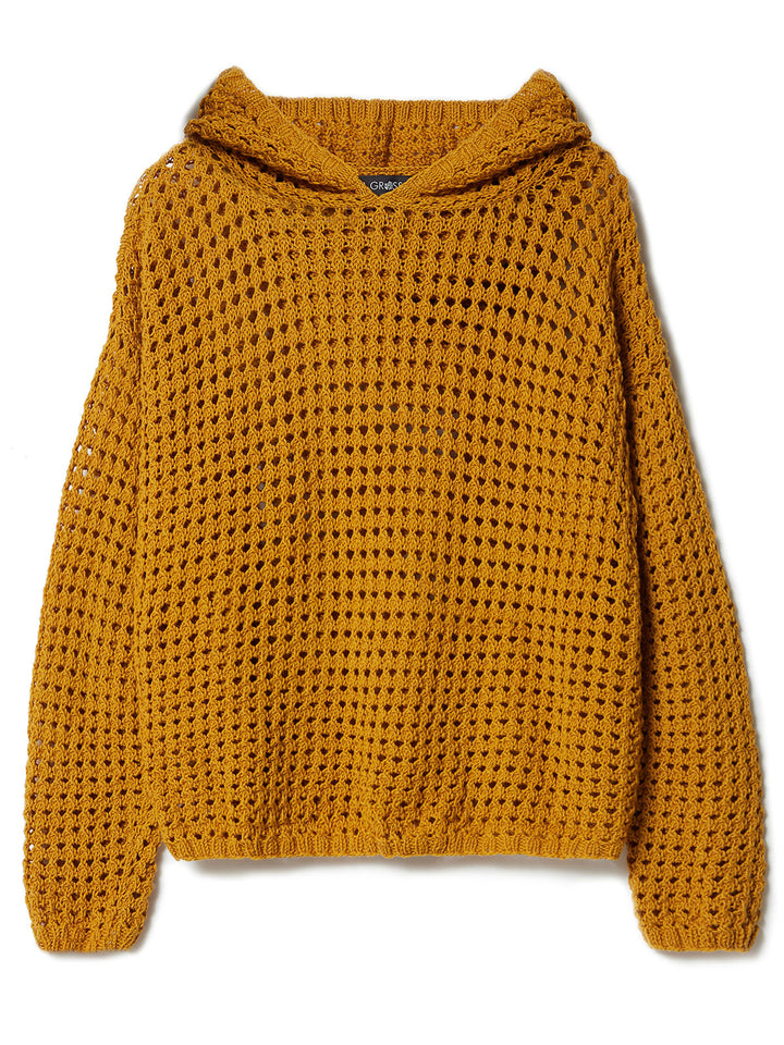 Breipakket Cotton Wool hoodie in ajourpatroon