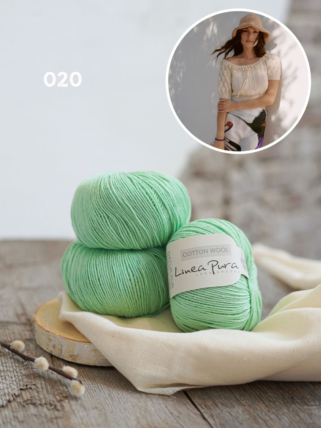 Breipakket Cotton Wool raglanpullover met ajourmouwen